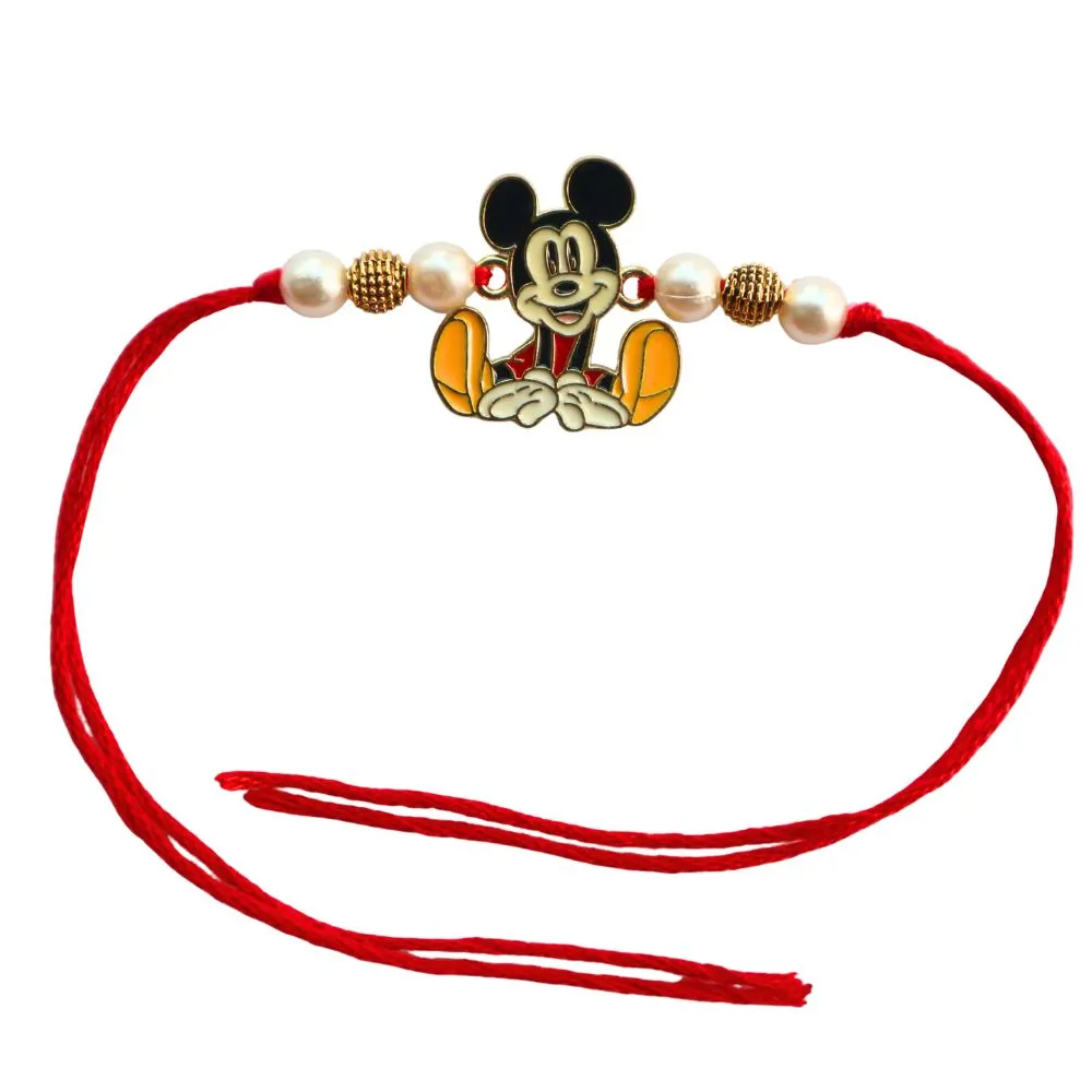 Red Thread Mickey Metal Rakhi